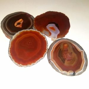 Authentic Agate Coaster Set of 4 ~ Brick/Rust Tone